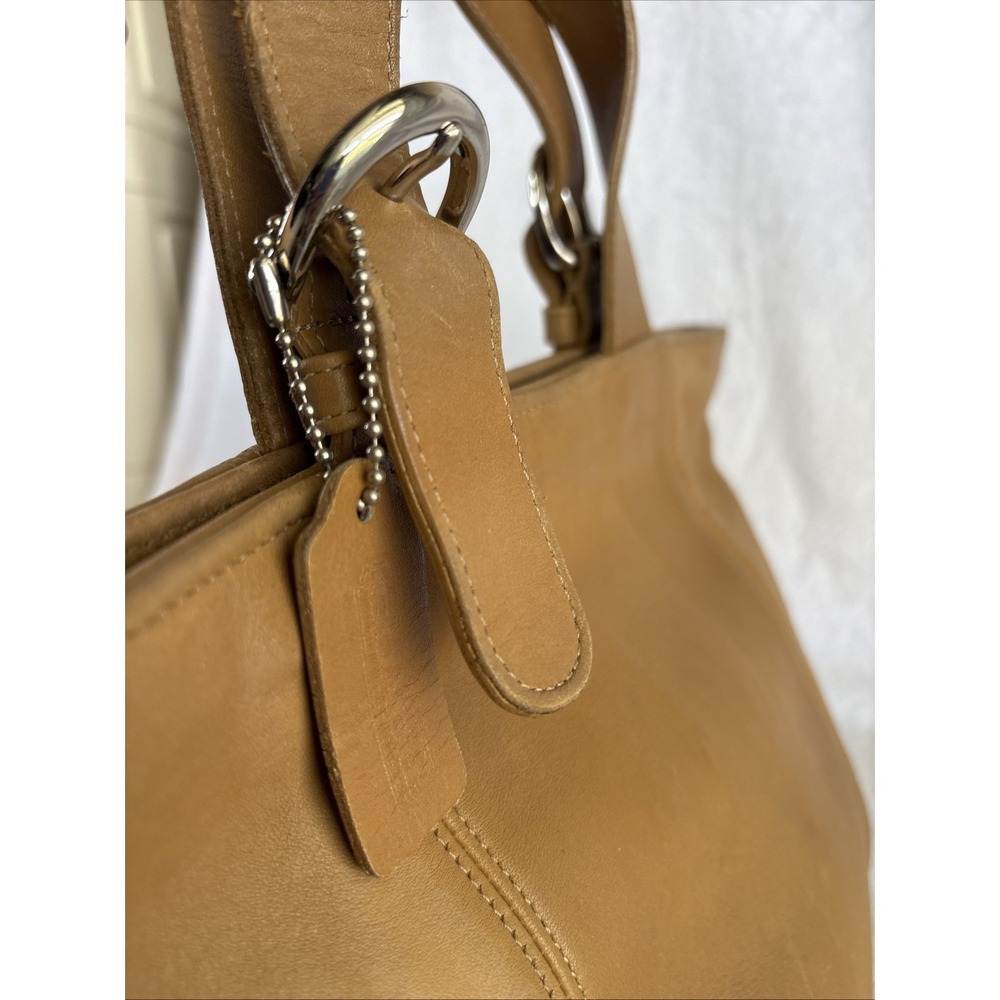 Vintage COACH Waverly Tote Bag Camel Tan Leather Zip Closure 4133 90s Costa Rica - Picture 13 of 16